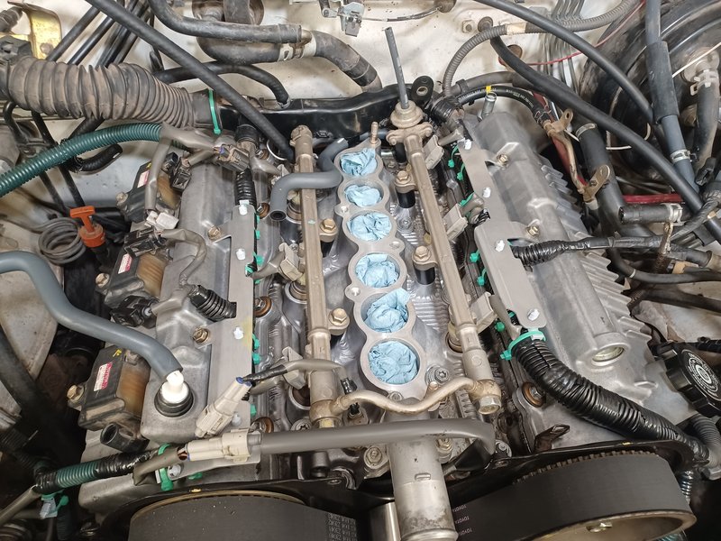 CNC aluminum brackets installed on 5VZ-FE engine